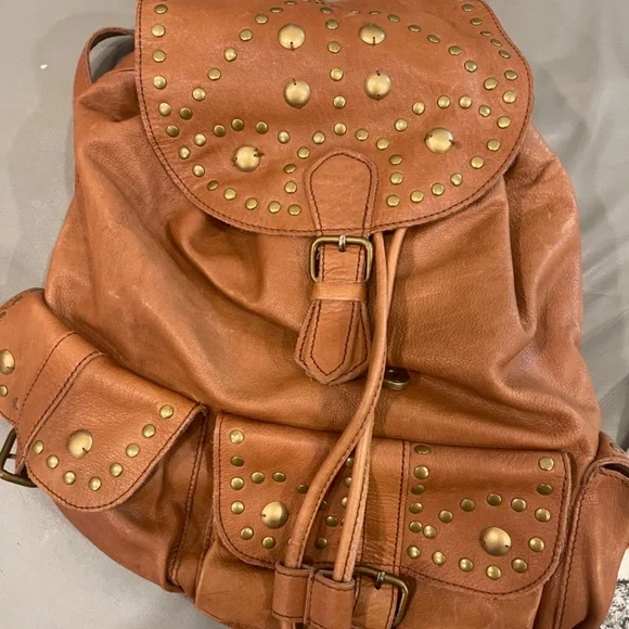 Free People Going West Rich Brown Leather Studded Adjustable  display picture 3
